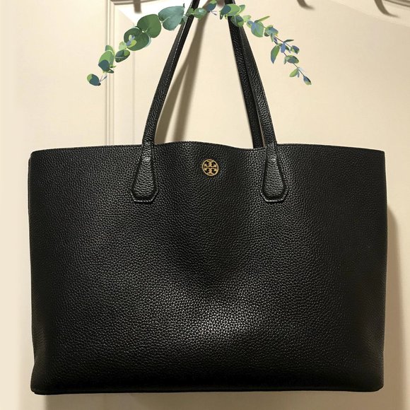 Tory Burch Handbags - Tory Burch Brody Black Grained Leather Tote